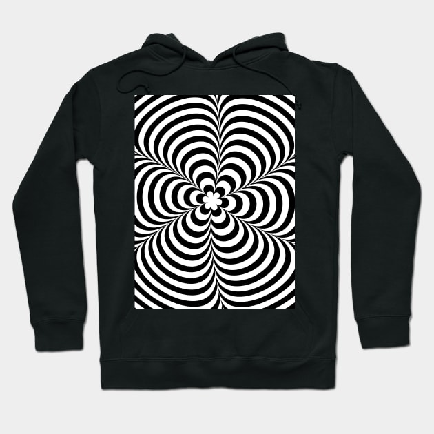 Modern Black & White Geometric Optical Illusion Hoodie by badbugs